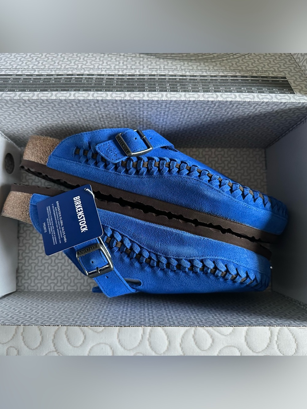 Sz 46/M13 Kith x Birkenstock Men’s Blue Suede Boston Woven Sandals